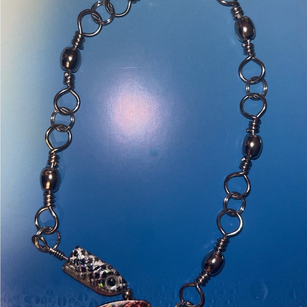 Silver and Red fish lure bracelet